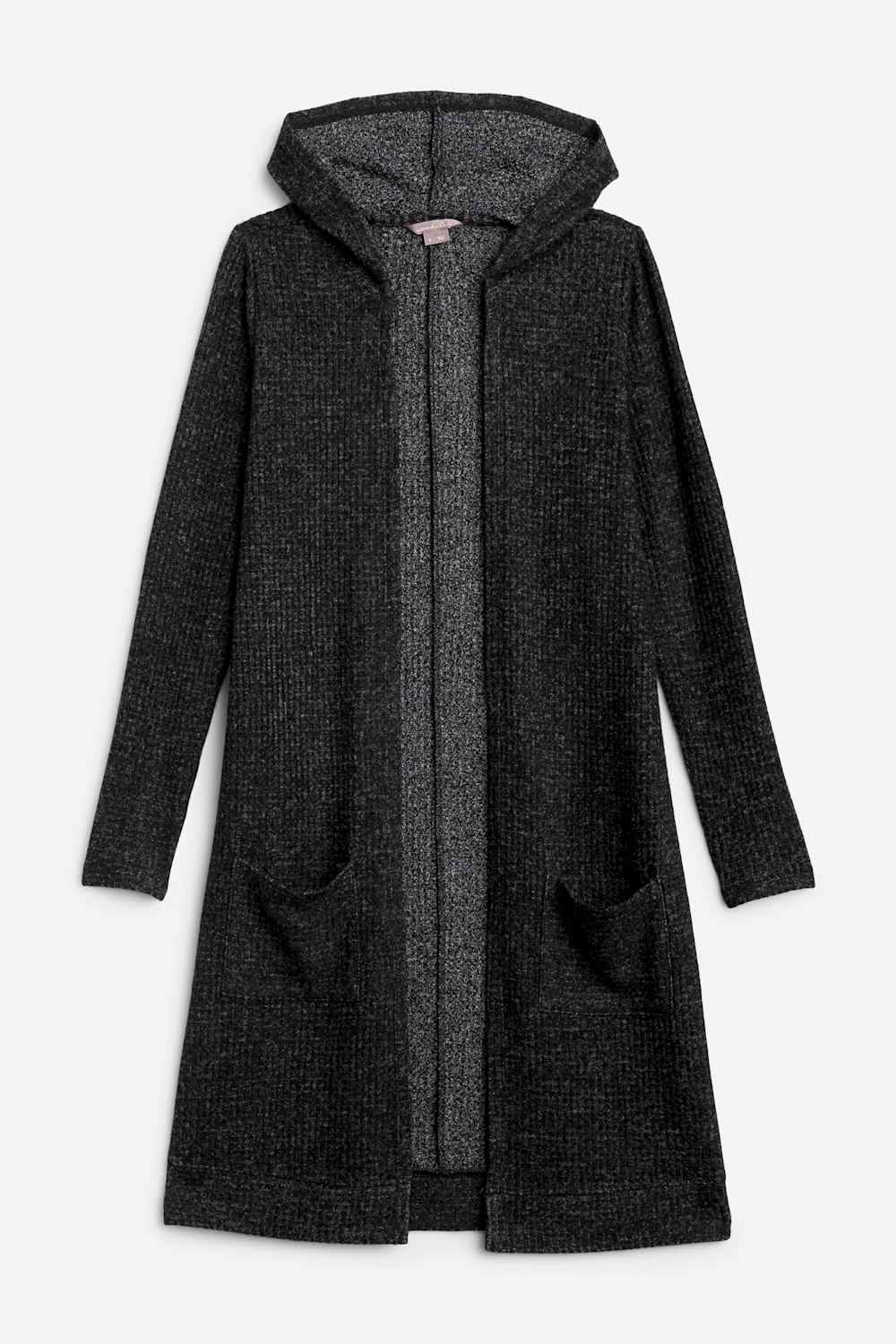 Haydee Recycled Brushed Waffle Collection Sweater Knit Hooded Duster