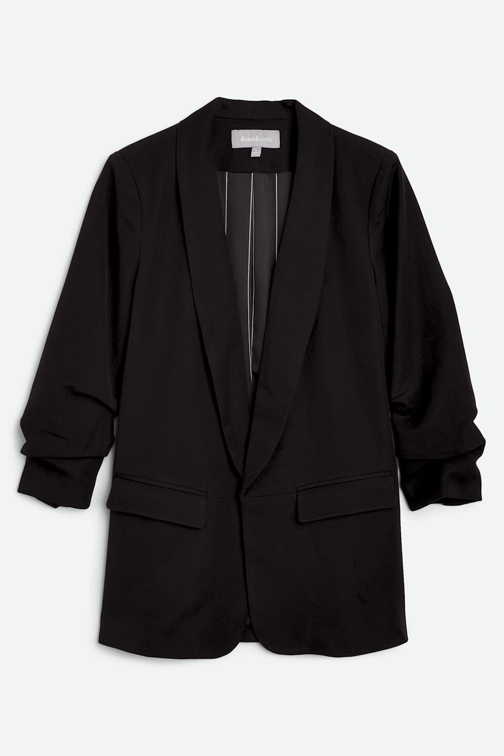 Open Ruched Three Quarter Sleeve Blazer