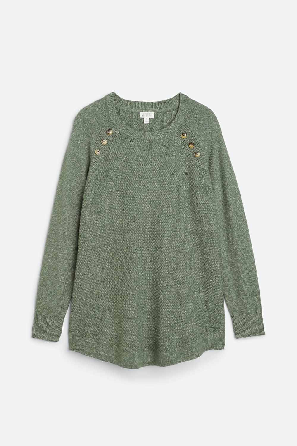 Janice Textured Button Detail Raglan Sweater