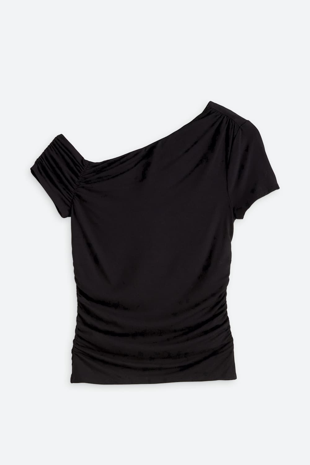 SS Asymm Neckline Fitted Knit Top