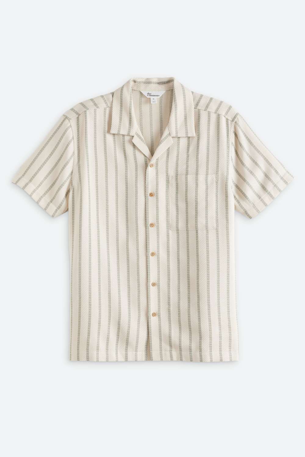 Textured Weave Stripe Camp Collar Shirt