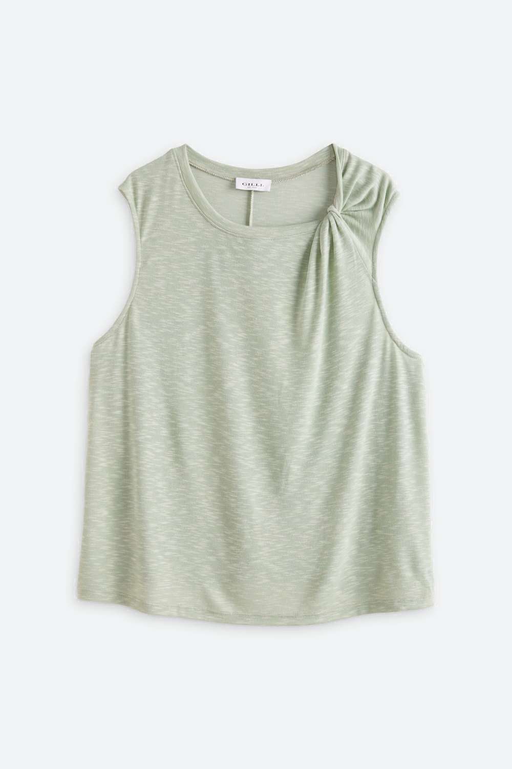 Katerina Sleeveless Twist Neck Slub Knit Top