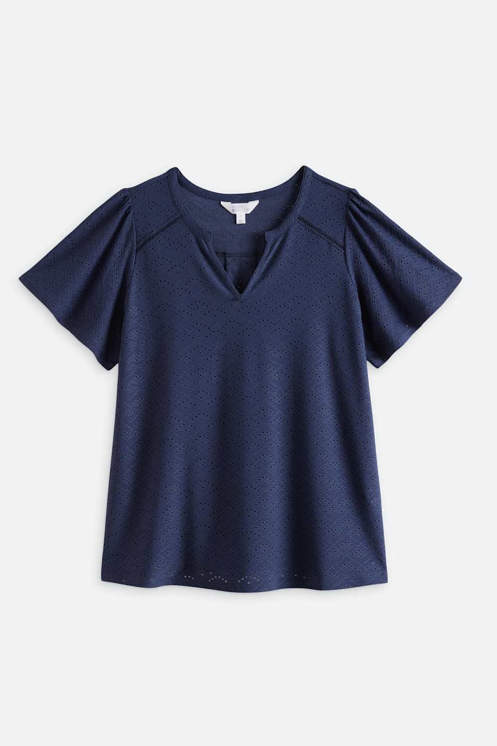 Dana Short Sleeve Keyhole Knit Eyelet Top