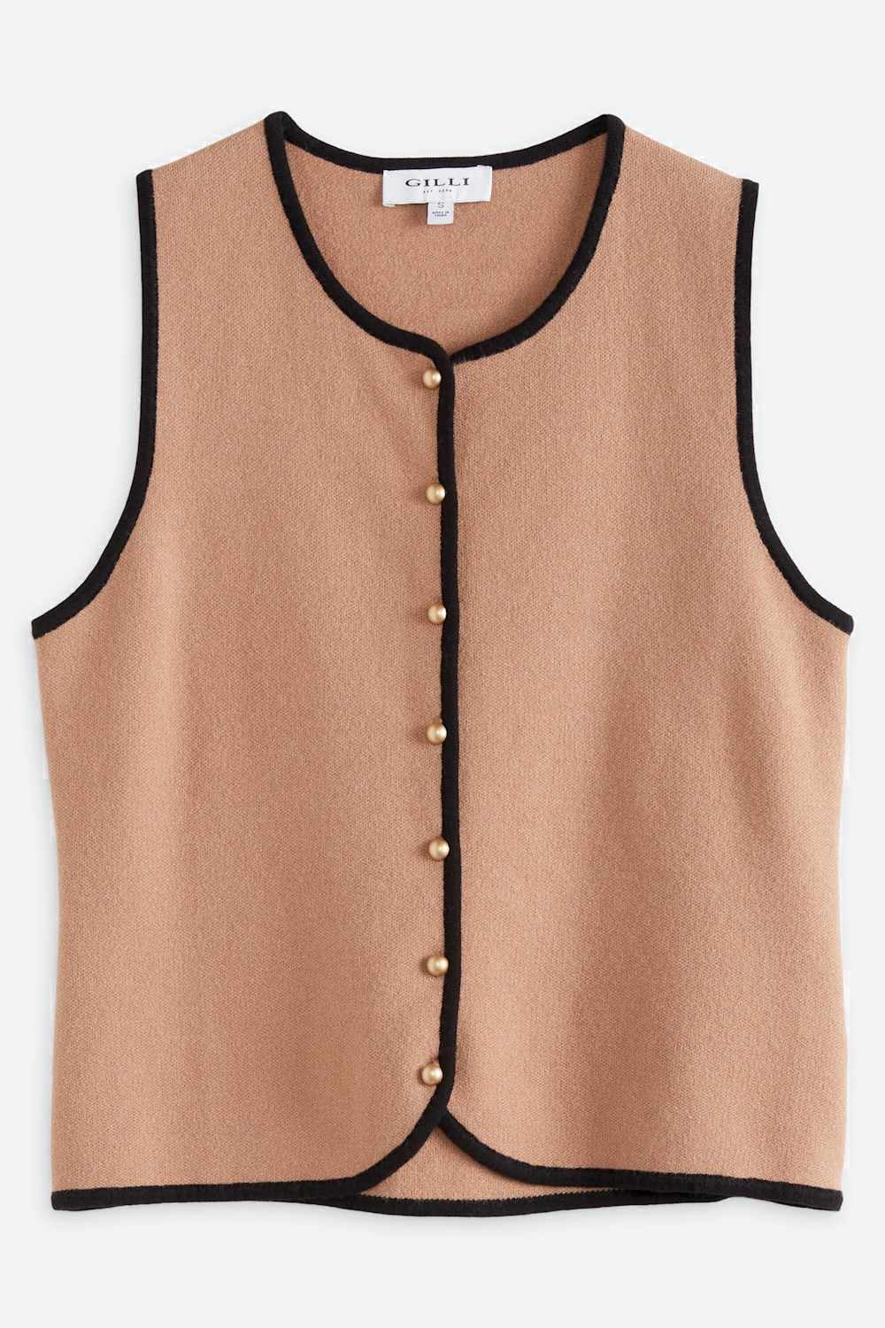 Meg Sleeveless Button Front Knit Vest