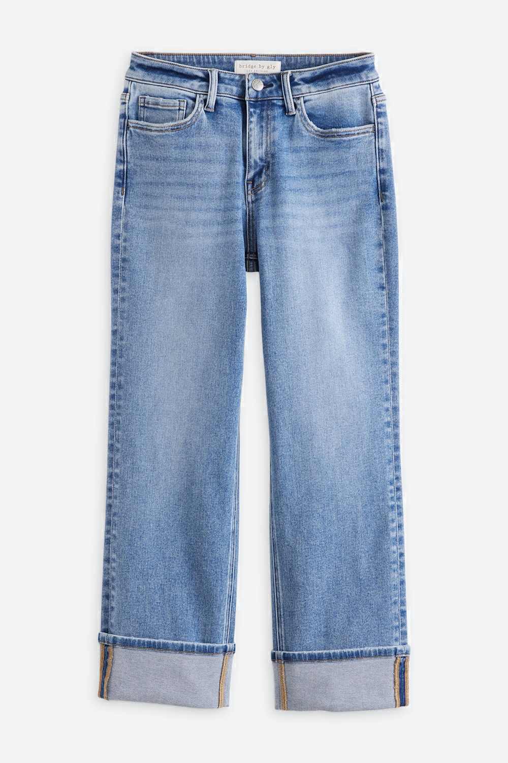 High Rise Cuffed Straight Jean