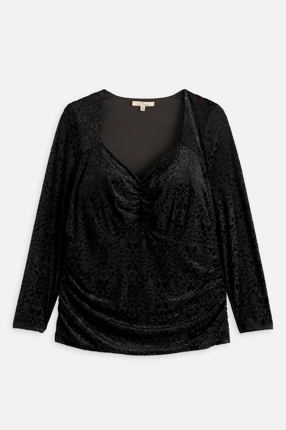 Velvet Burnout Sweetheart Neck Knit