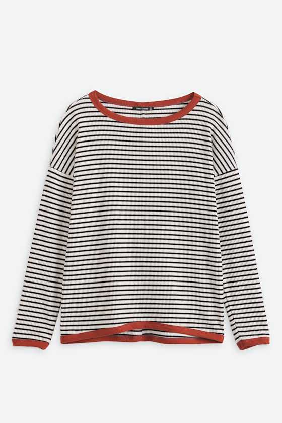 Crew Neck Contrast Trim Knit Top
