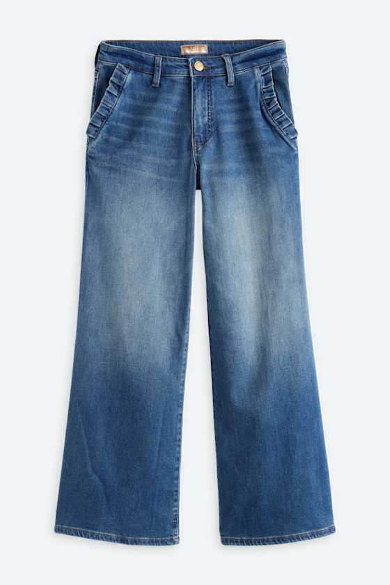 Meg High Rise Pleated Slash Pocket Wide Leg Jean
