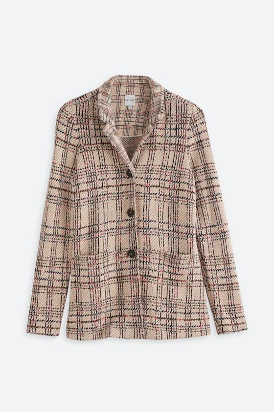 Stitchy Plaid Knit Blazer
