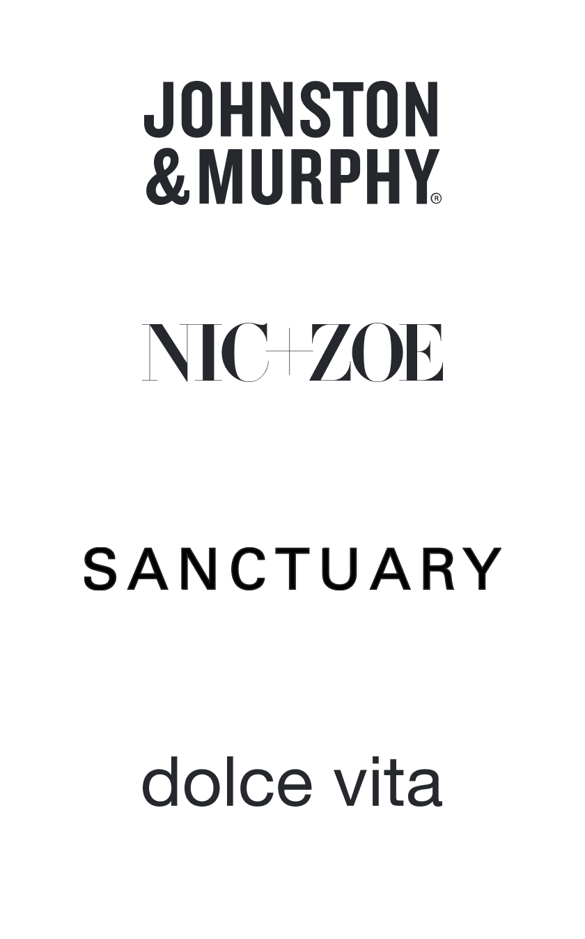 Brand logos: Johnston & Murphy, Nic + Zoe, Sanctuary, Dolce Vita