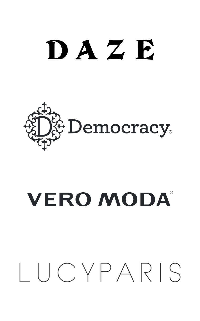 Brand Logos: Daze, Democracy, Vero Moda, Lucy Paris