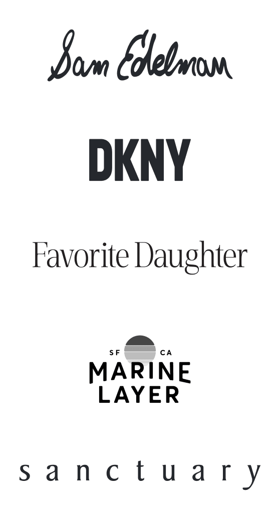 Stitch Fix brands including Sam Edelman, DKNY, Favorite Daughter, Marine Layer, and Sanctuary.