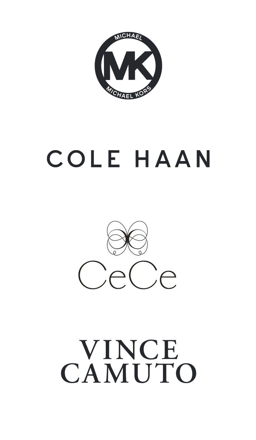 Brand logos: Michael Kors, Cole Haan, Cece, Vince Camuto