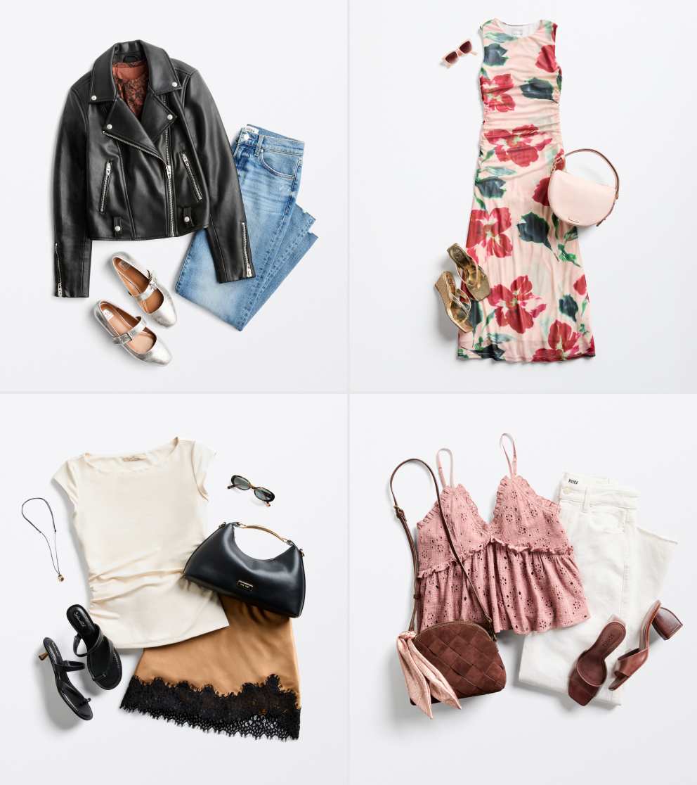 Quadrant of four stylish Stitch Fix women’s date night outfits