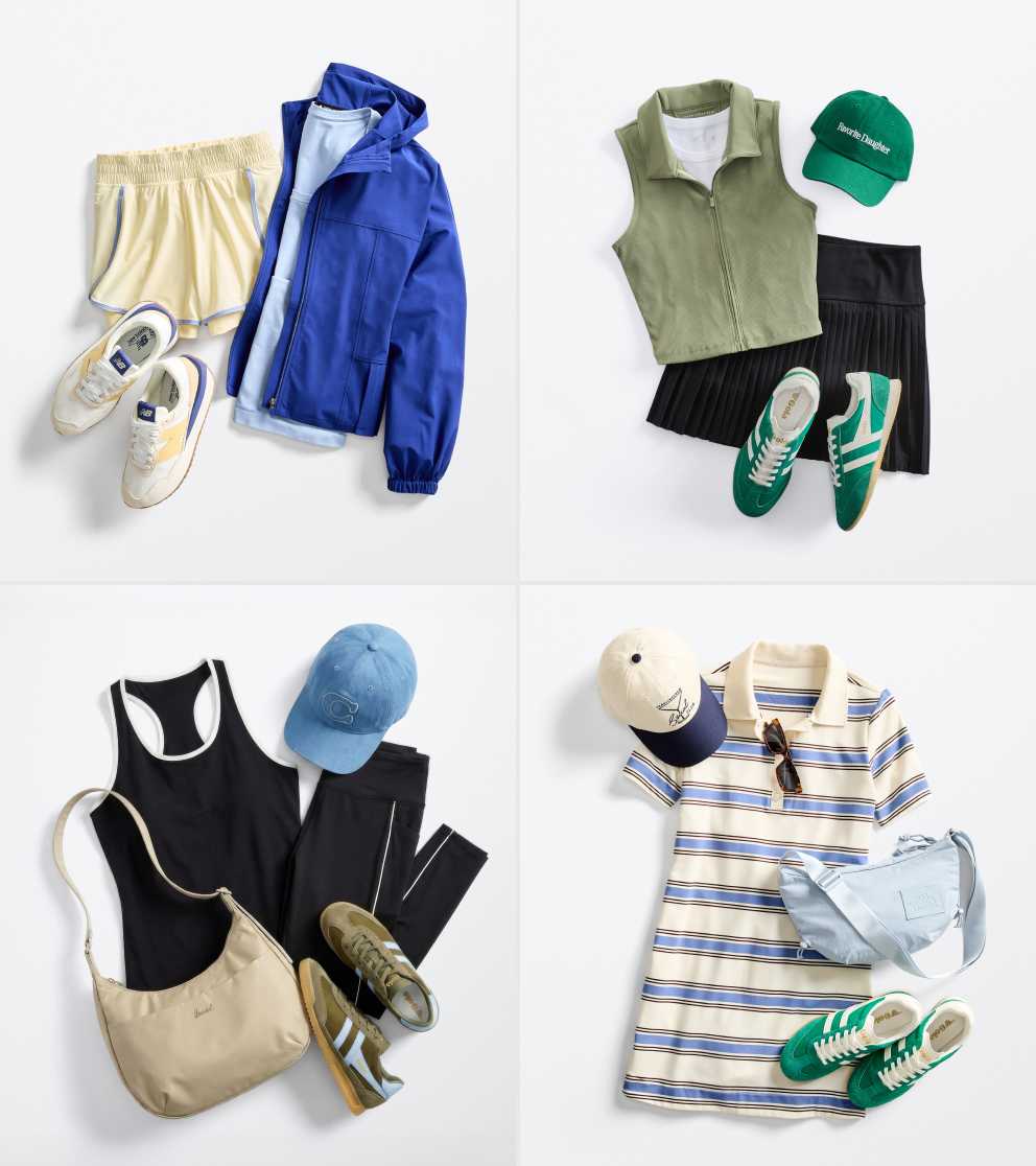 Quadrant of four stylish Stitch Fix women’s active outfits