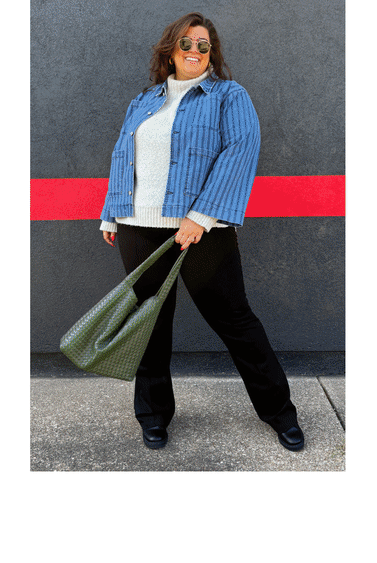A GIF rotating between men and women ranging in different body types wearing Stitch Fix clothing that flatters their shape.