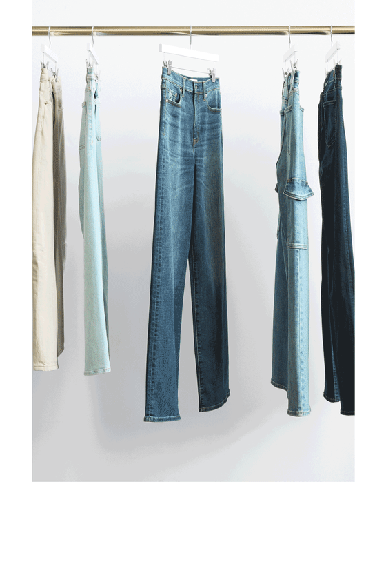 Stitch Fix women’s clothing: wide-leg denim, dark-wash denim, light-wash cropped jeans, cargo jeans.