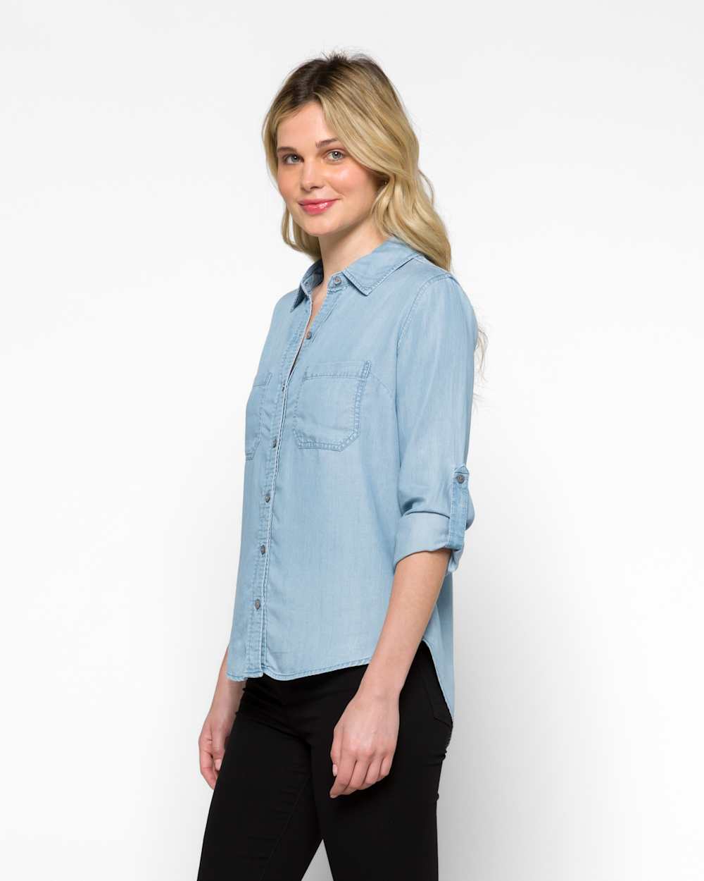 Betty Chambray Relaxed Button Down Top