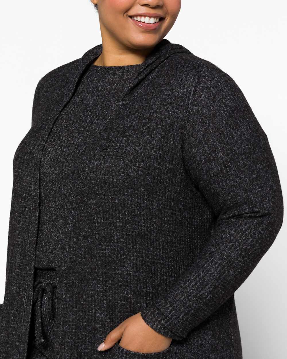 Haydee Recycled Brushed Waffle Collection Sweater Knit Hooded Duster