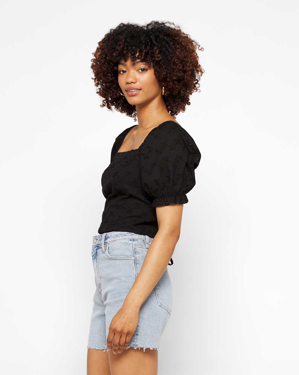 Yesenia Back Tie Detail Eyelet Crop Top
