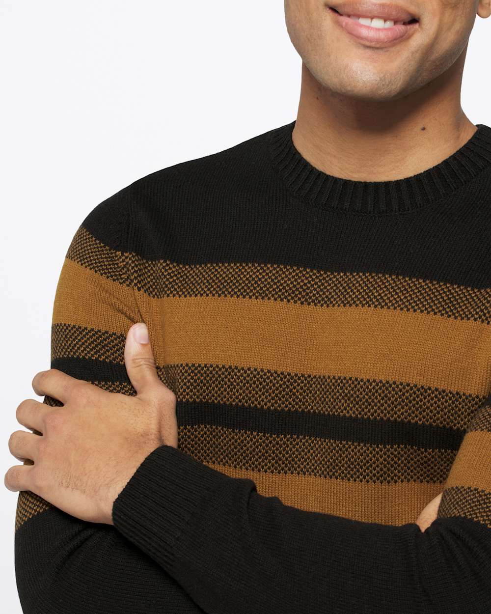 Heathered Chest Stripe Crewneck Sweater