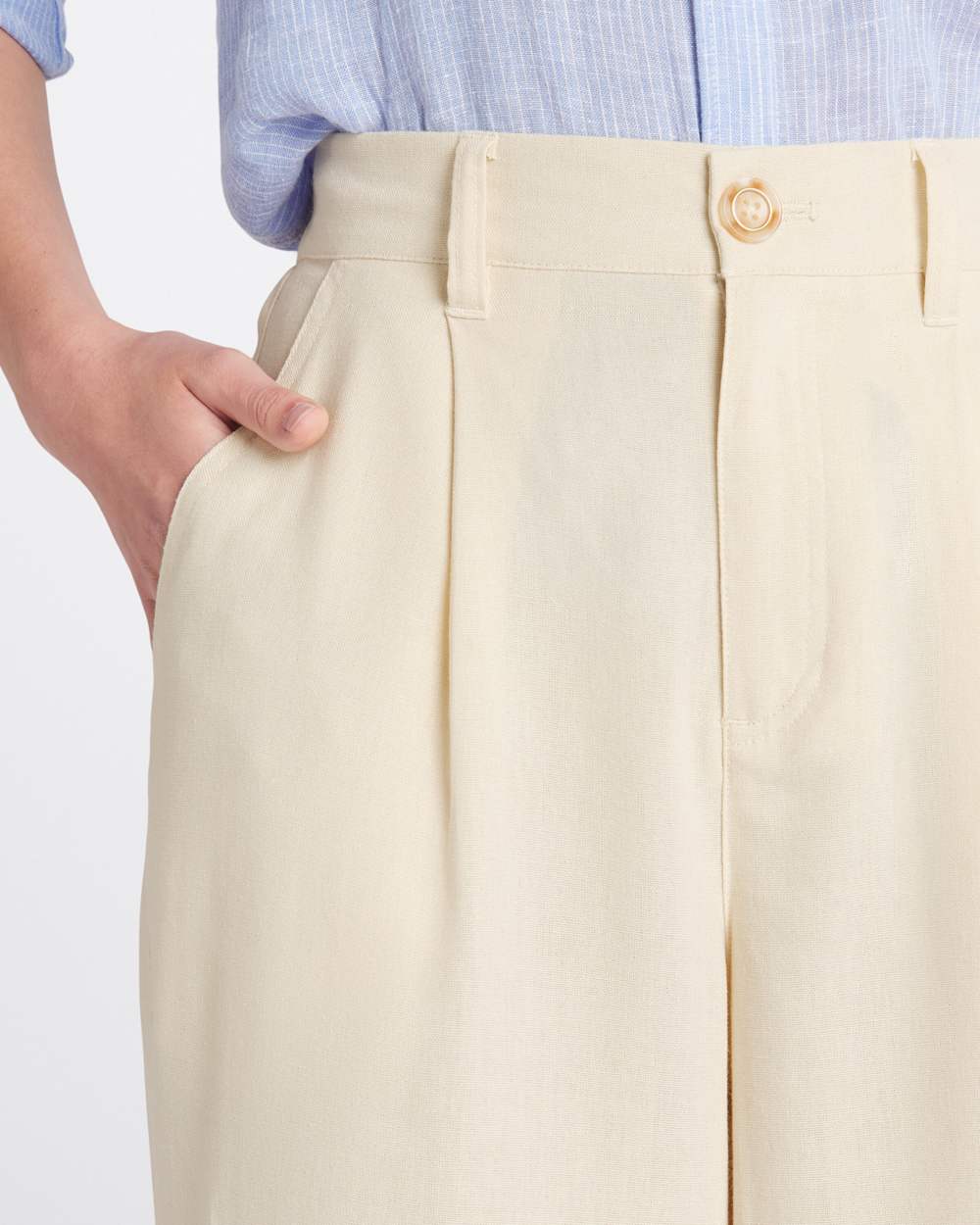 Lily High Rise Wide Leg Pleated Linen Pant