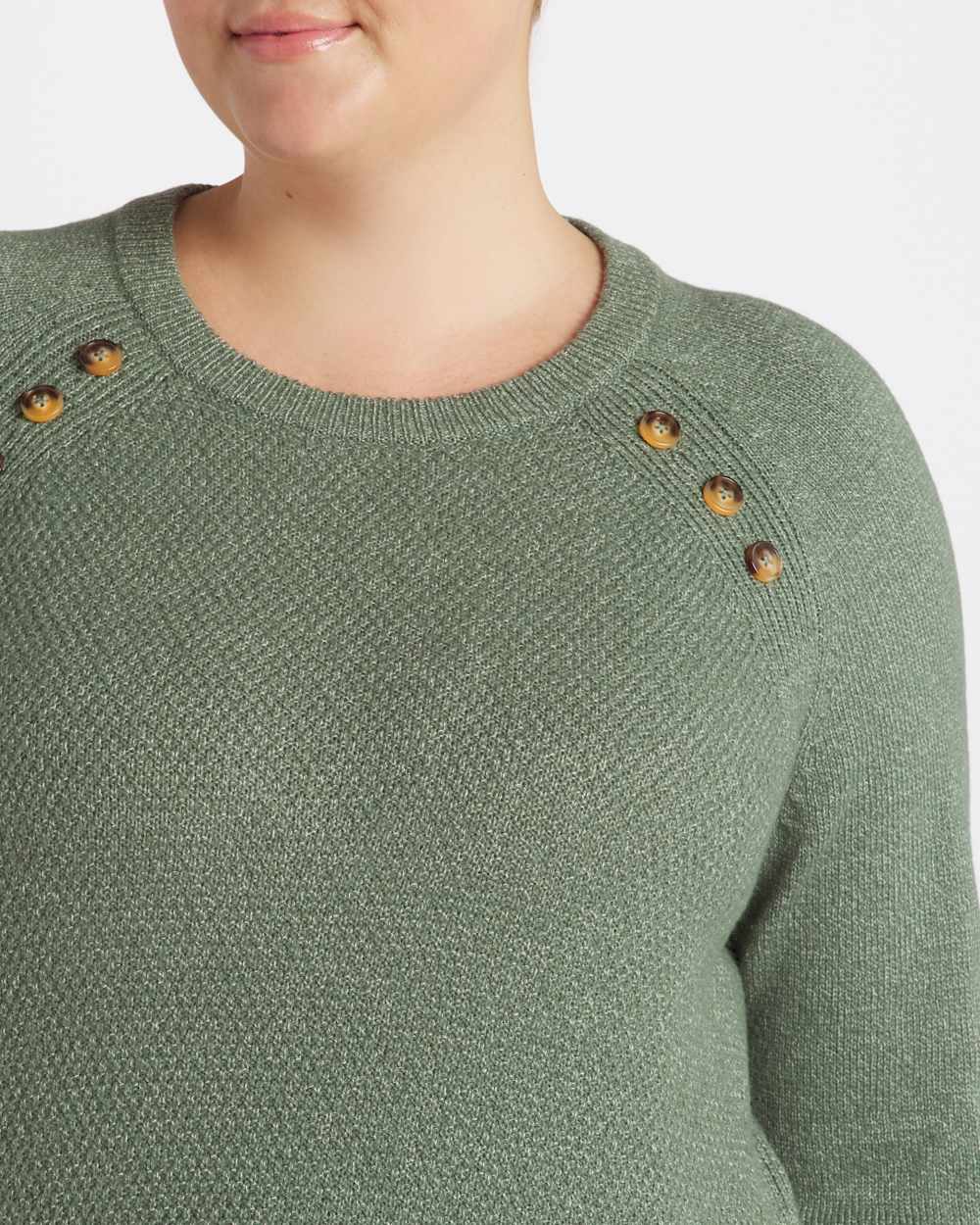 Janice Textured Button Detail Raglan Sweater
