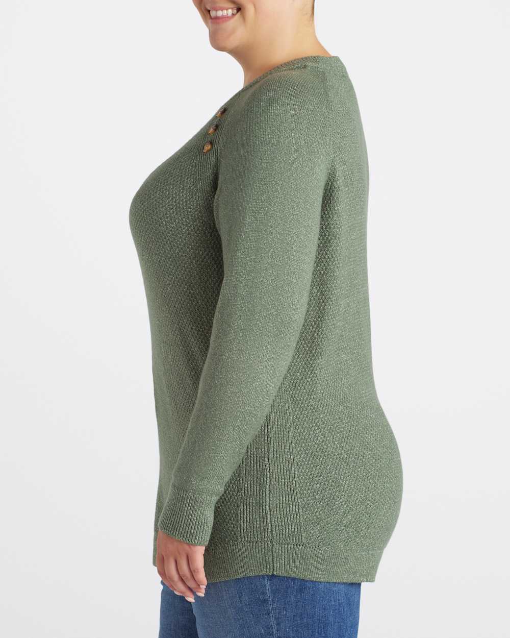 Janice Textured Button Detail Raglan Sweater