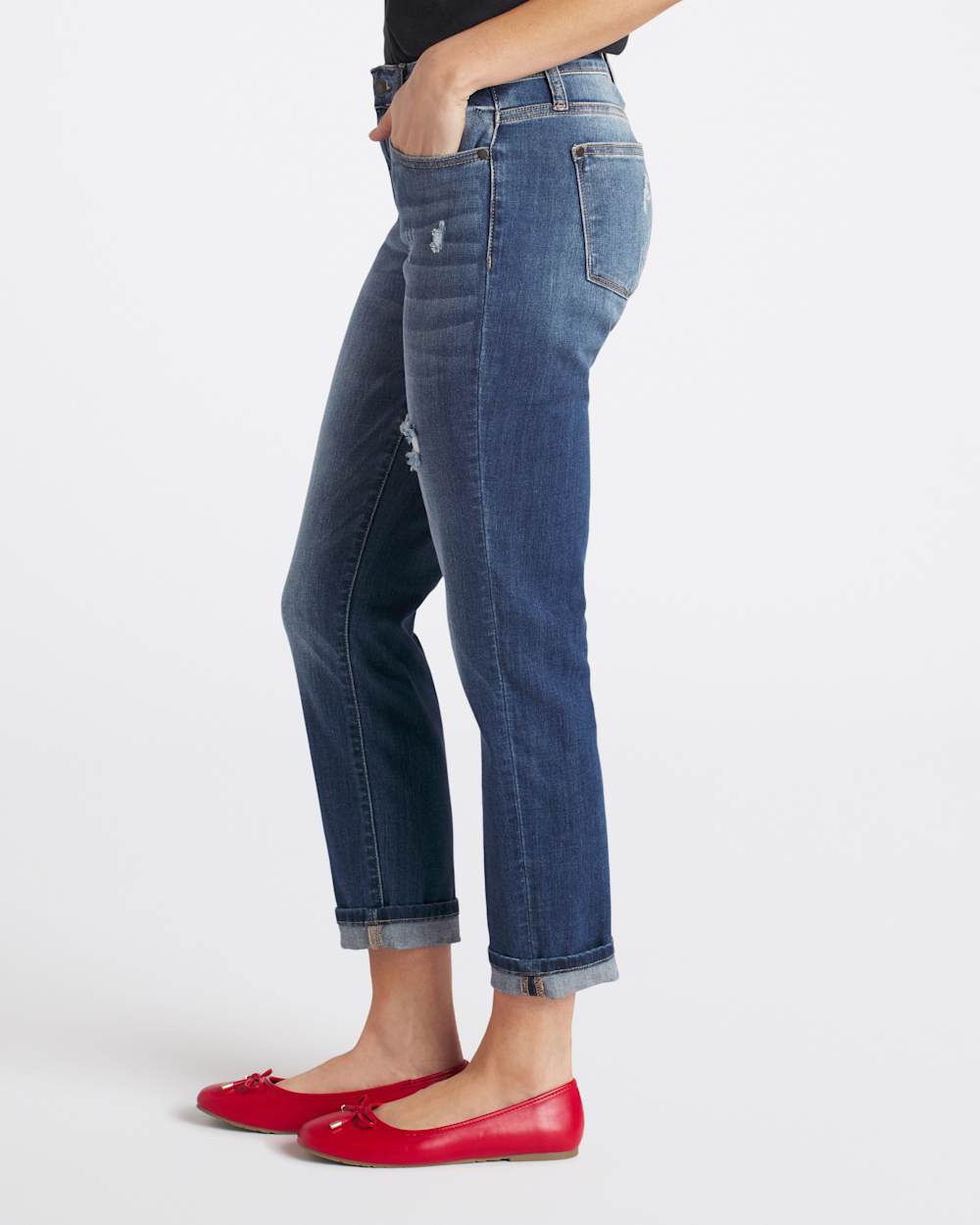 Jerri Low Rise Boyfriend Distressed Jean