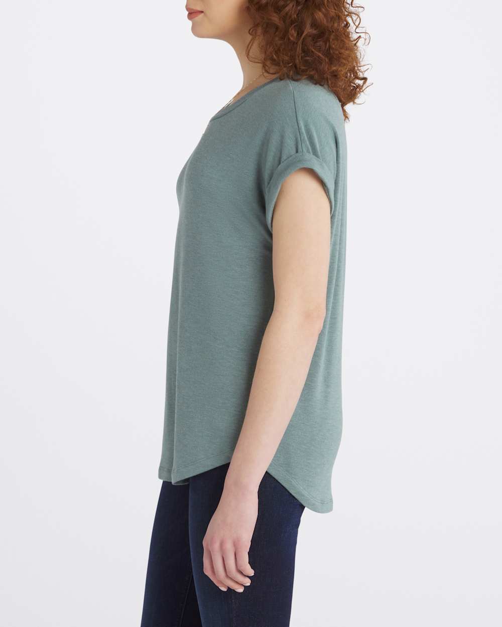 Navya Rolled Sleeve Knit Tee