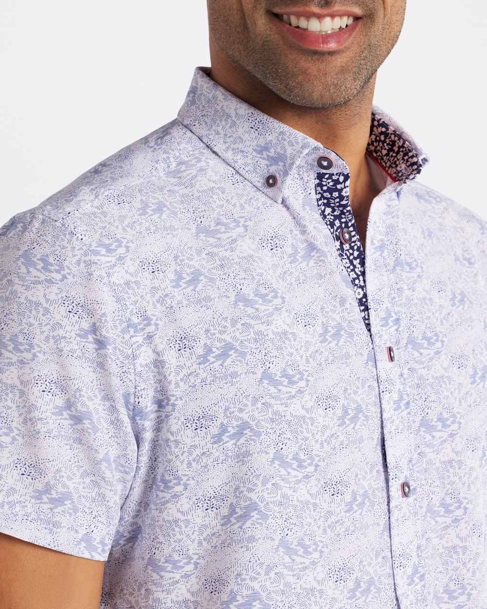 Short Sleeve 4 Way Abstract Print Woven Sport Shirt