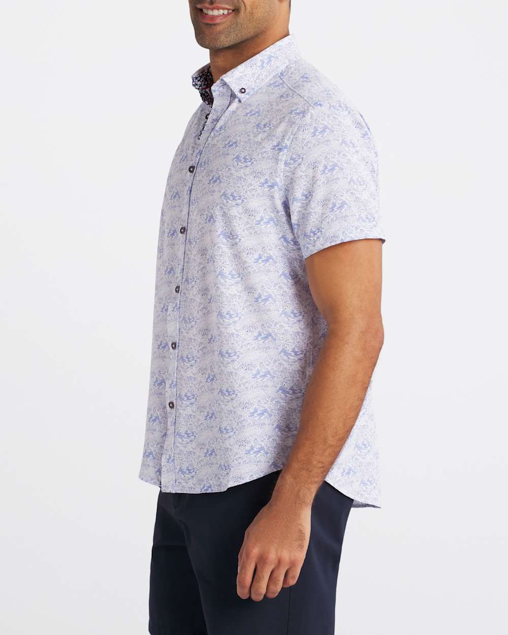 Short Sleeve 4 Way Abstract Print Woven Sport Shirt