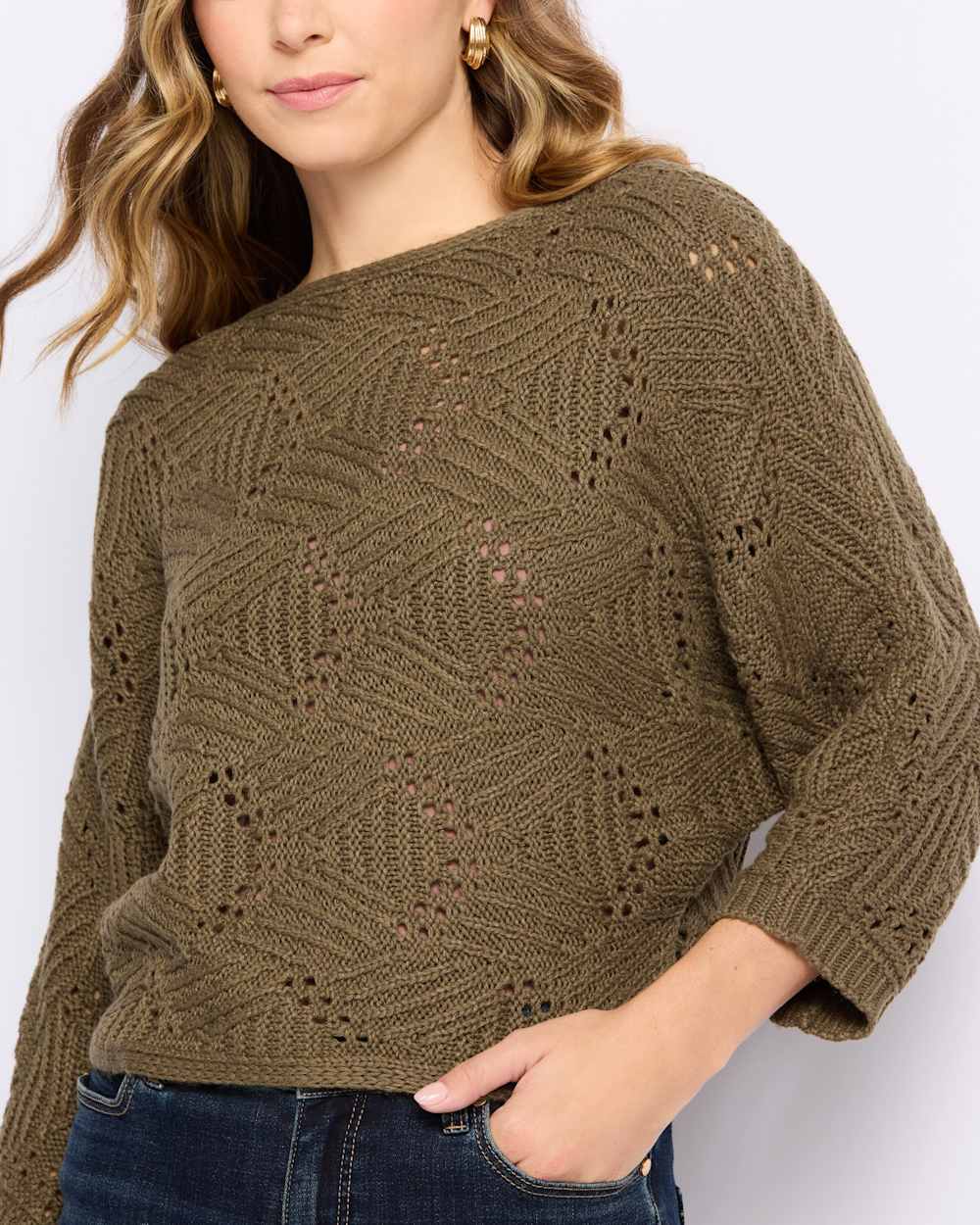 Gigi Quarter Sleeve Boatneck Sweater