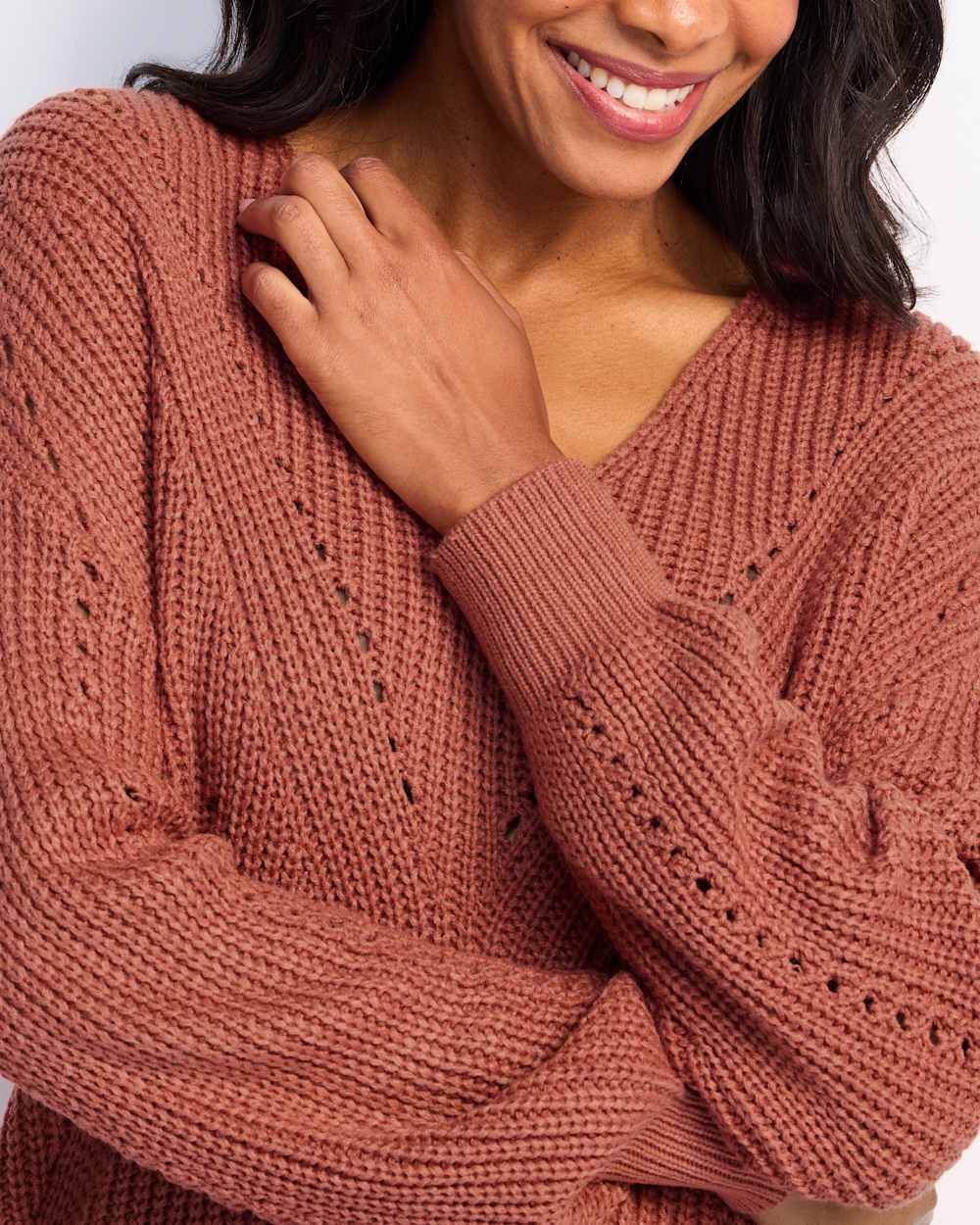 Maeve V-Neck Pointelle Sweater