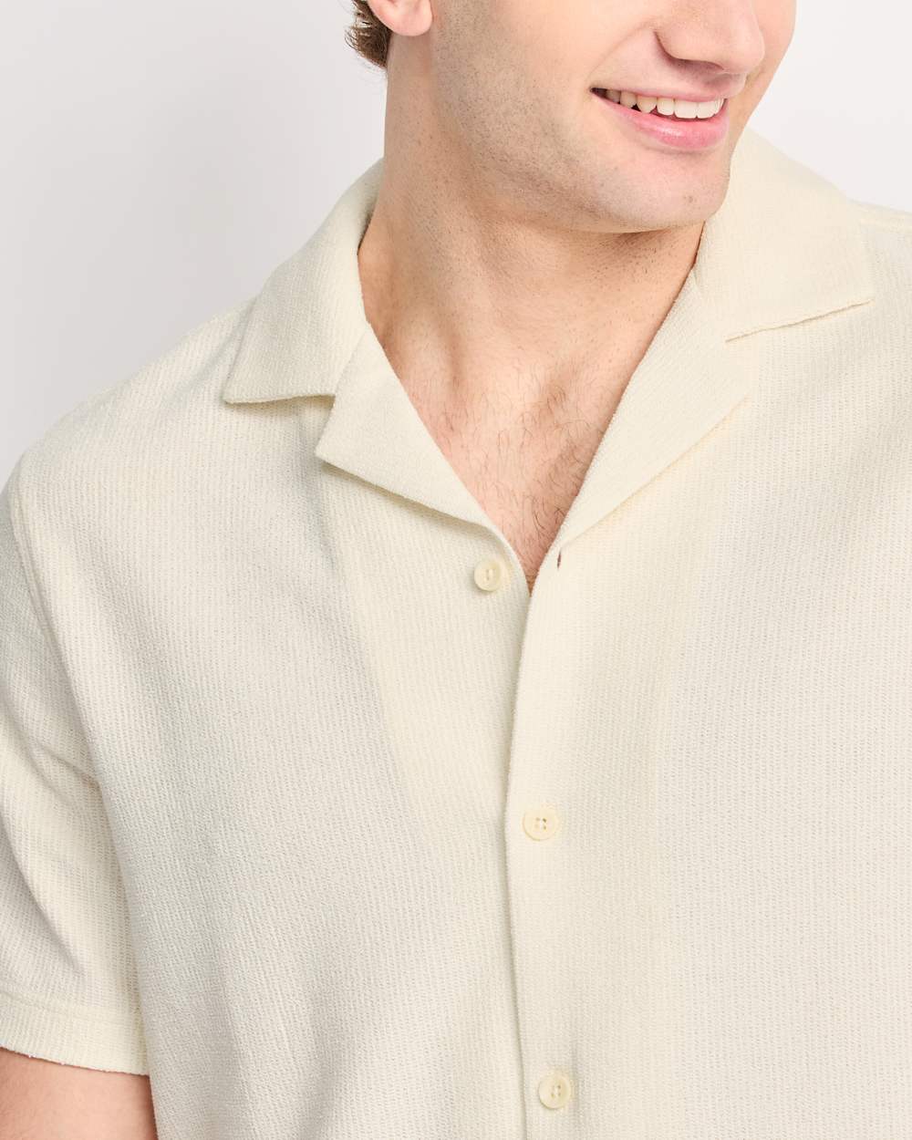 Textured Knit Camp Collar Knoven Shirt