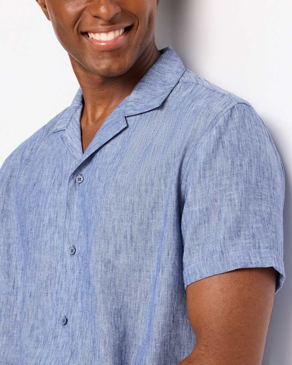 S/S Linen Touch Solid Camp Shirt