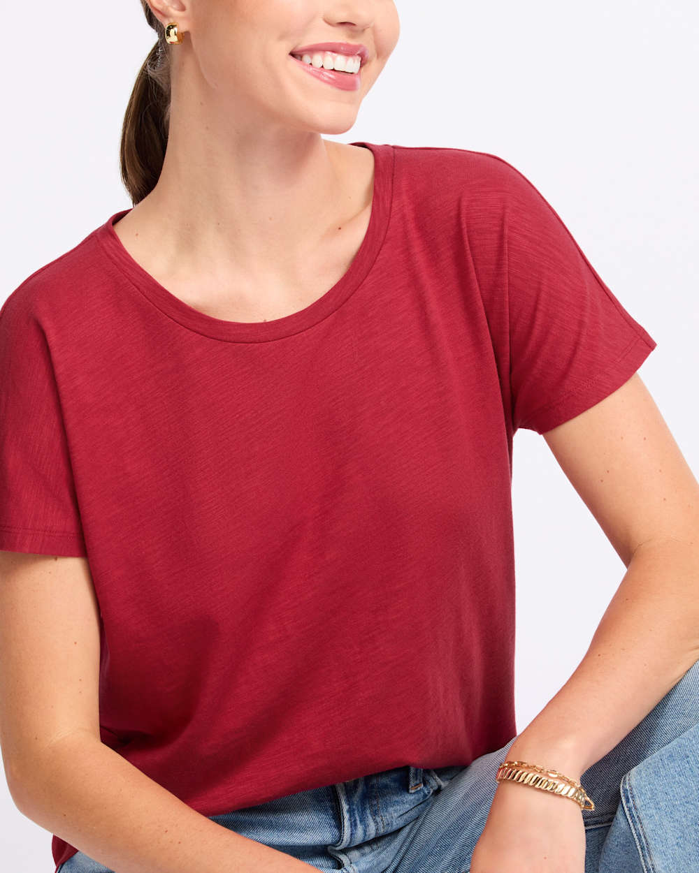Gracia Cotton Blend Slub Tee