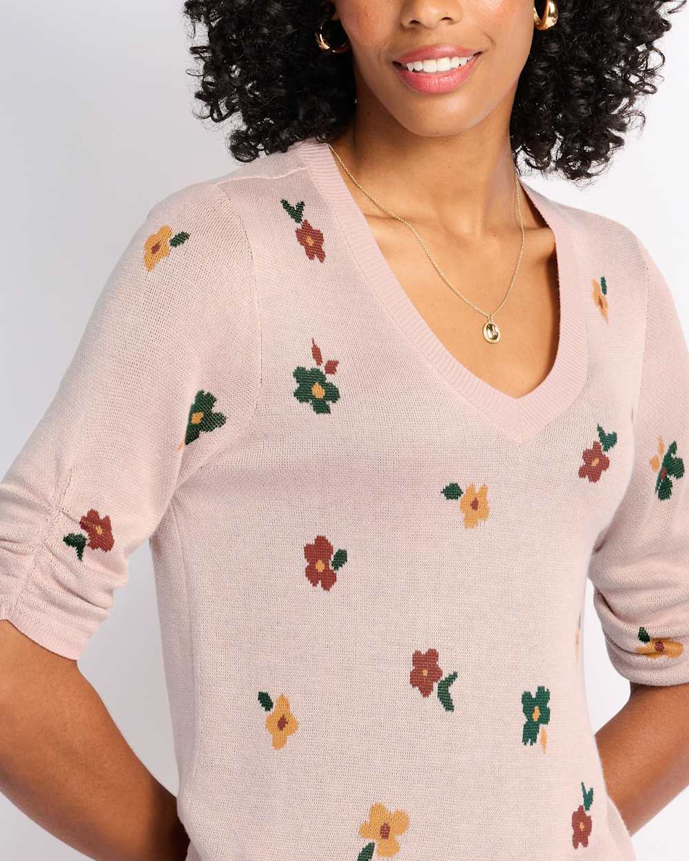 River Pintuck Short Sleeve Sweater