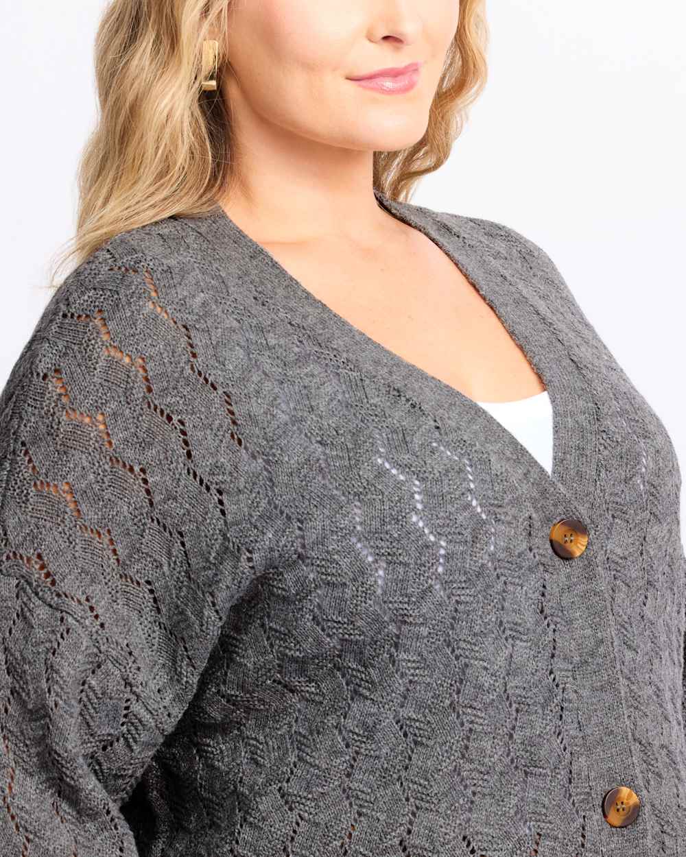 Gwen Pointelle V-Neck Cardigan