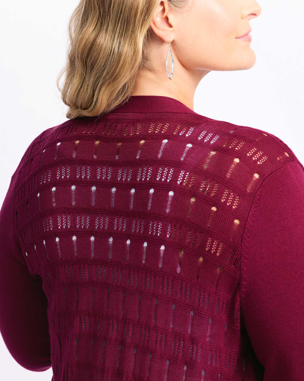 Susan Pointelle Back Open Cardigan