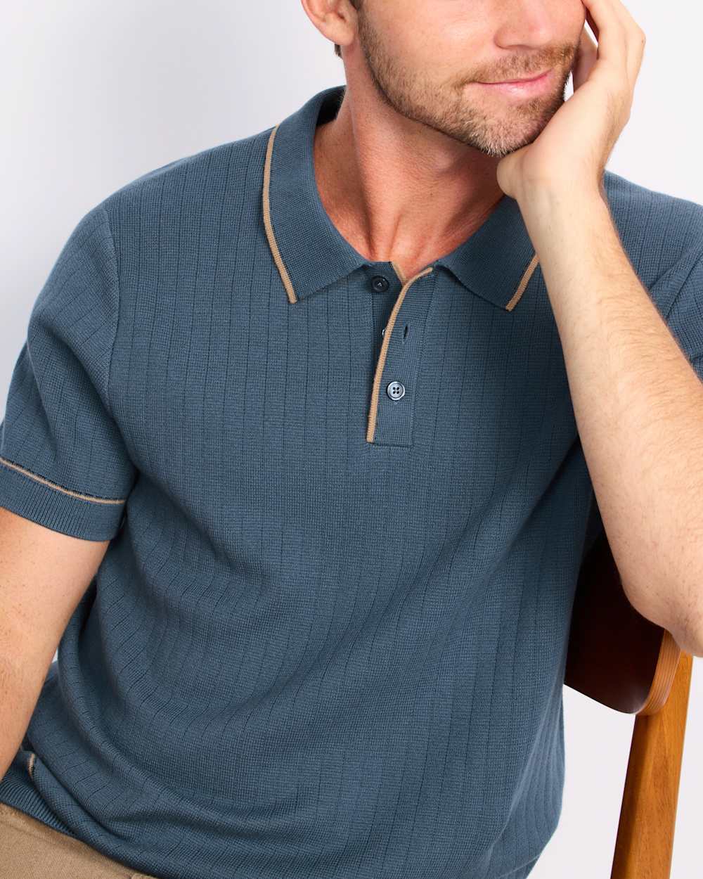 Ribbed Contrast Stitch Sweater Polo