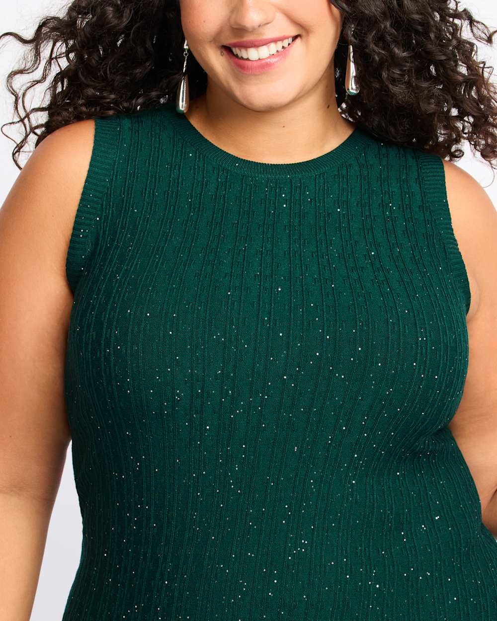 Ava Fitted Shine Sweater Dress