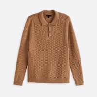 Stitch Fix orange textured weave long sleeve polo