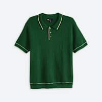 Stitch Fix mens green short sleeve polo with cream tipping