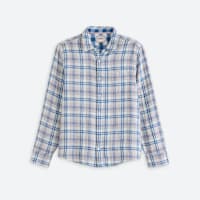 Stitch Fix men's white, blue and grey plaid shirt