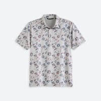Stitch Fix men's grey short sleeve polo shirt with graphic design