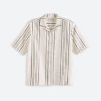 Stitch Fix men's white short sleeve button down shirt with veritcal stripes