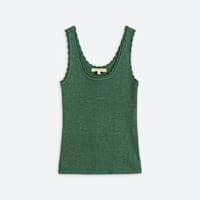 Women's green tank top with ruffle sleeve detail