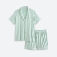 Women's mint short sleeve top and shorts pajama set