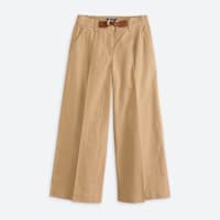 Women's tan wide leg pants with brown belt